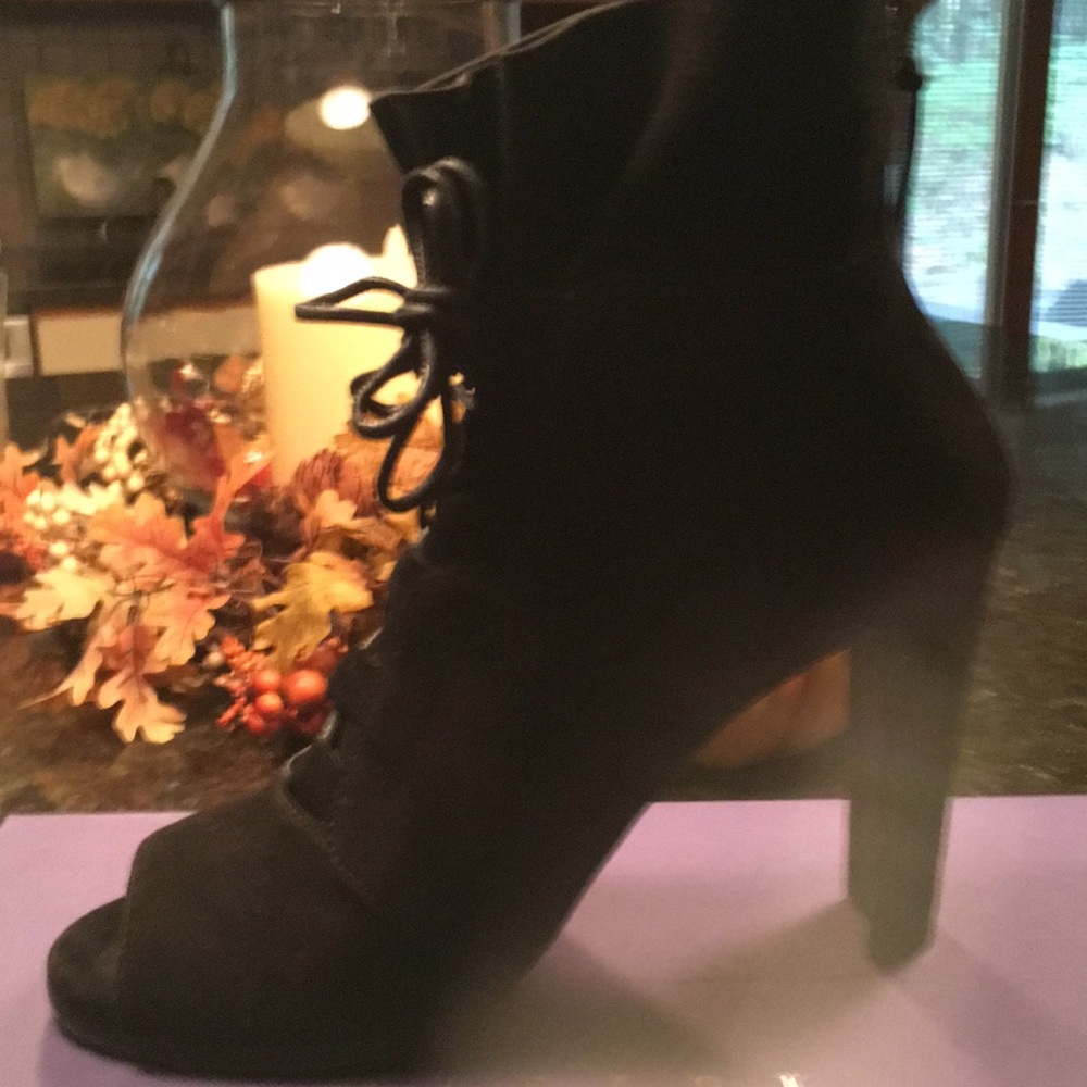 Stewart weitzman suade peep toe booties.